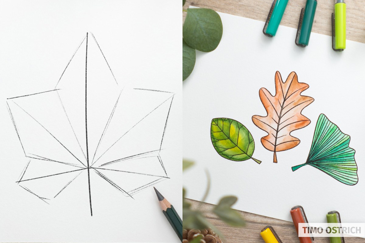 PRINTABLE Leaves Art Print, Pencil Sketch, Fall Leaf Drawing Wall Art,  Minimalist Contemporary Modern Nature Poster INSTANT DOWNLOAD - Etsy Denmark