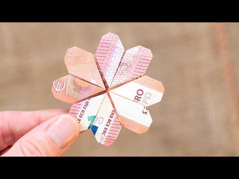 KLEEBLATT aus GELDSCHEINEN falten: Glücksbringer als Geldgeschenk 🍀