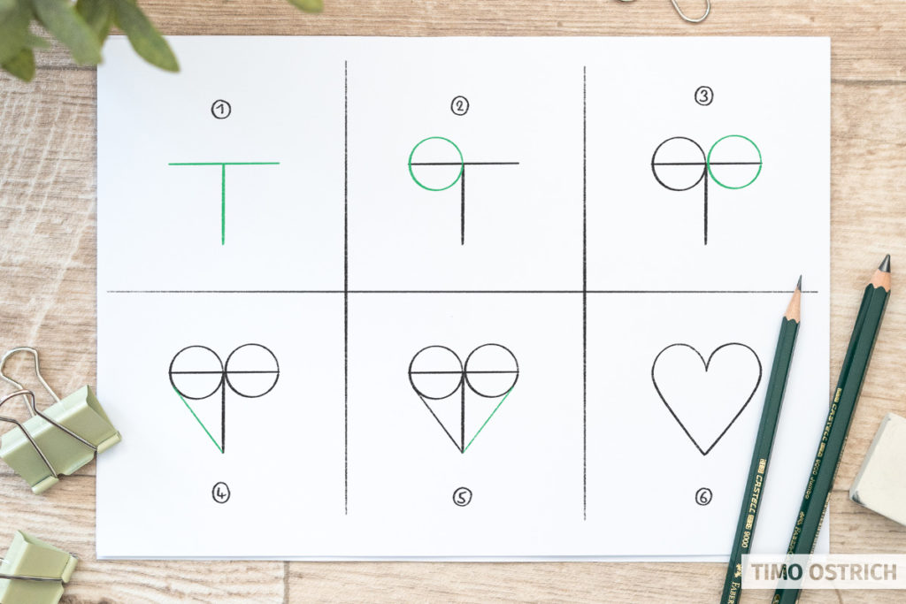 Draw a basic heart step by step