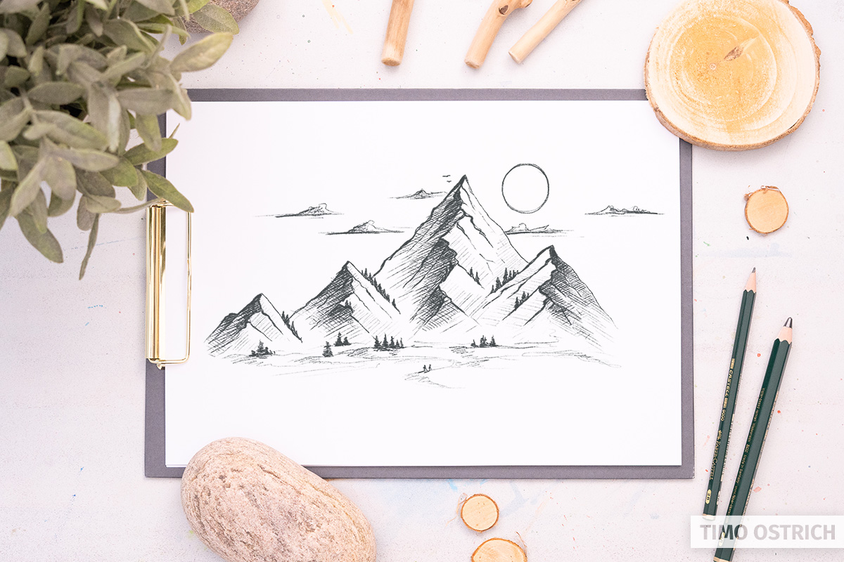 How to draw mountains (easy step by step tutorial) ⛰️