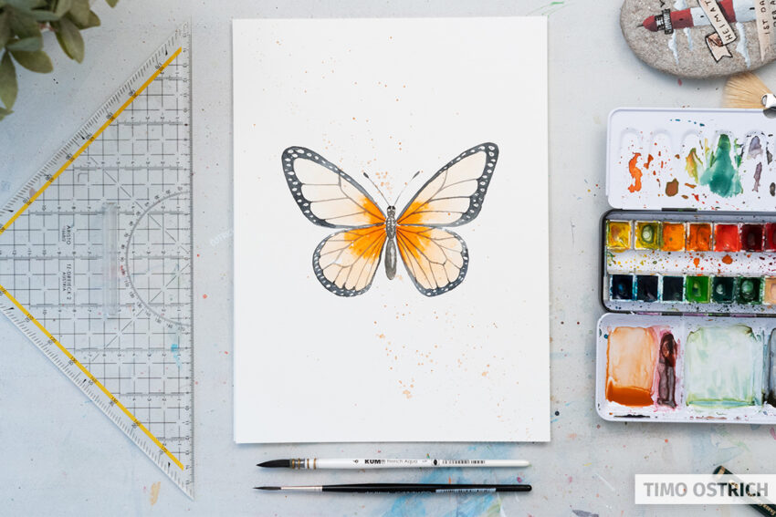 Fertig gemalter Schmetterling