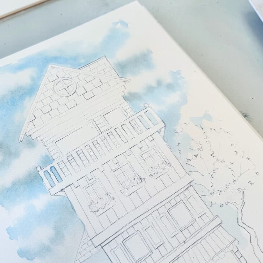 Aquarell-Häuschen Beispiel