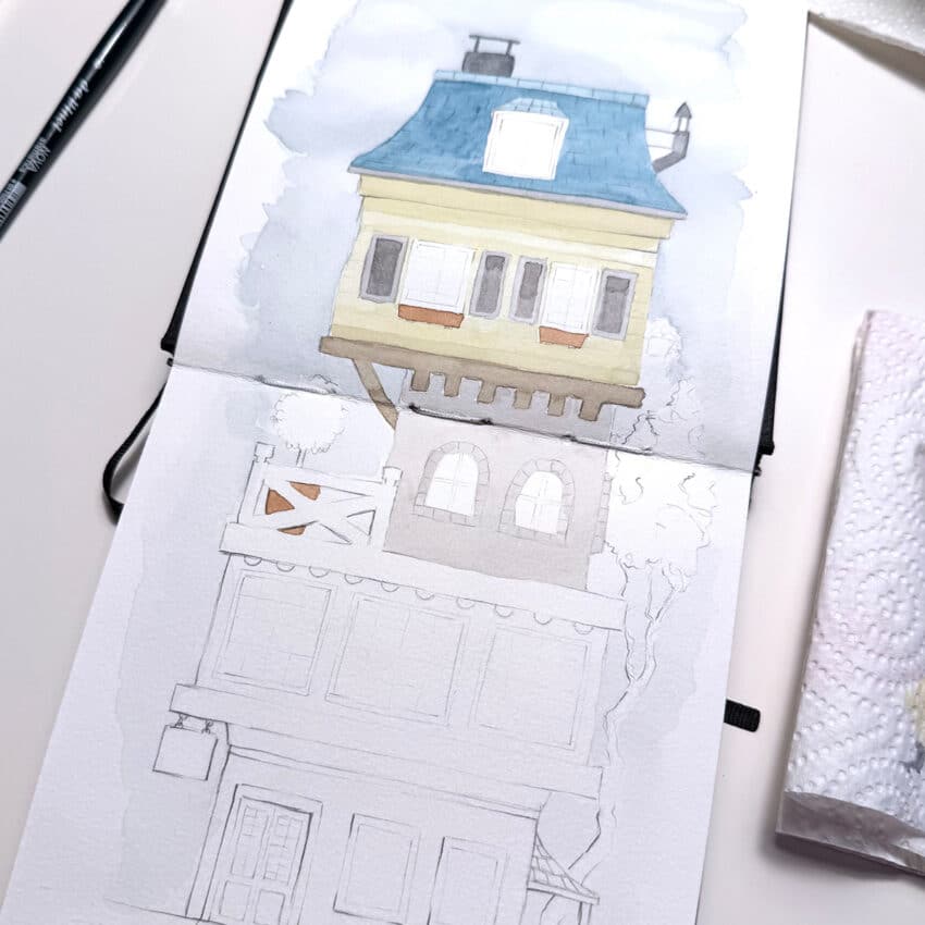 Aquarell-Häuschen Beispiel