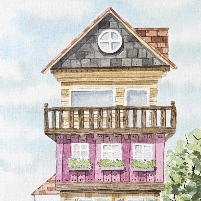 Aquarell-Häuschen Beispiel